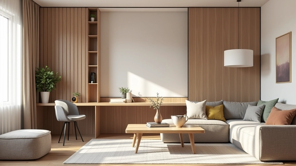 Designová přepážka oddělující pracovní zónu od posezení v obývacím pokoji